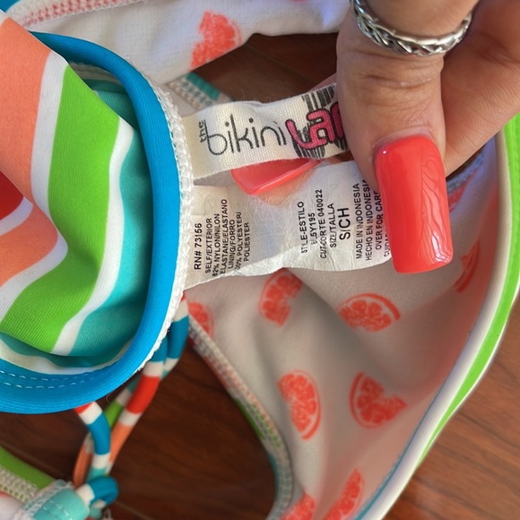 The Bikini Lab Colorful Striped Two Piece Bikini Swimsuit Bathing Suit - Picture 13 of 13